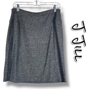 J Jill Wearever Smooth Fit Pencil Skirt Gray Marled Wrinkle Resistant Size S